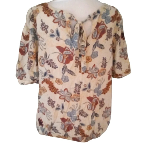 C&C California Floral Paisley 70's Print Puff Sleeve Blouse Top Size Large - Picture 2 of 7